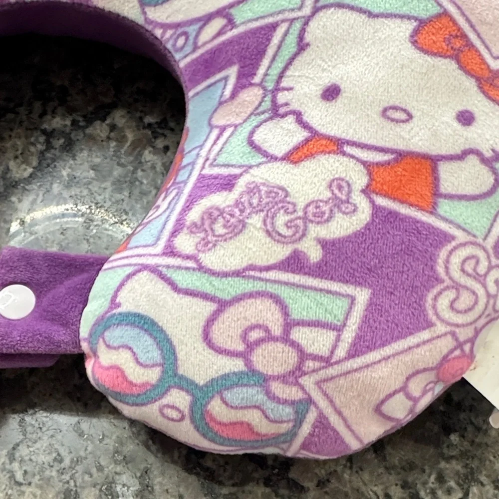 Hello Kitty Purple and Pink Plush Travel Neck Pillow EUC
